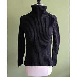 Gap Black Turtleneck Sweater 100% Cotton Size Medium